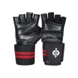 Nivia Wristlock Weightlifting Gloves -Genuine Leather with 3″ Designed for Weight Lifting/Fitness & Gym/Hook and Loop Closure for Tight Firm Fit (Small) – Black
