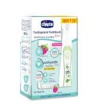 Chicco Toothpaste Strawberry + Chicco Brush Green 6-36M