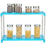 Floraware Multiuse Multipurpose Rack, Steenless Steel Kitchen Organiser Rack, 2 Layer, Blue