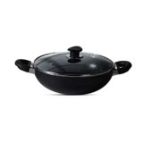 BERGNER Essential Plus 5-Layer Non-Stick 20cm Kadai with Glass Lid, 2.3 L Kadhai, Consumes Less Oil, Bakelite Handles with Comfortable Grip, Quick Heat Distribution, Easy to Clean – Induction Bottom