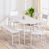 Home Centre | Helios Lia | Engineered Wood | 6 Seater Dining Table Sets | Brown | 1 Table with 4 Chair and 1 Bench | 1 Year Warranty