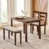EXCEL HOME 4 Seater Wooden Dining Set, Grey Upholstered Chairs, Modern Kitchen Furniture