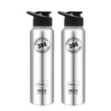 Pigeon Inox Hydra 900 Ml Bottle (Pack Of 2, Black, Steel/Chrome, Steel)