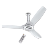 Bajaj Arioso Luxe 1200MM (48″) BLDC Ceiling Fans For Home | BEE 5 Stars Rated Energy Efficient | Aerodynamically Designed Blades | Adjustable Canopy | RF Remote | 2-Yr Warranty 【White & Silve】