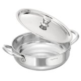 Lifelong Stainless Steel Kadhai with Lid | 22 Cm, 2.2L | Induction Bottom, Riveted Handle, Durable Build, Even Heating, Scratch-Free, Dishwasher Safe | Ideal for Curries, Gravies & Deep Frying