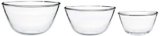 Amazon Brand – Solimo Mixing/Serving Borosilicate Glass Solid Bowl Set (3 pieces, 1600ml, 1100ml, 550ml), Transparent