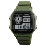 Skmei Digital Sports Style Watch For Men Digital Display Black-White Dial Abs Men’S Pu Army Green Color Stylish Band Water-Resistant & Scratch-Resistant-1299