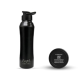 SOLARA Stainless Steel Water Bottle for adults 1 Litre (Pack of 1), Single walled, Steel water bottle 1 ltr, water bottle for school kids, Girls, Travel, Gym, Office, Black Knight