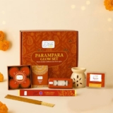 D’Velas™ Parampara Glow Christmas Gift Box | Ceramic Aroma Burner, Wax Melts, Tealights, Scented Candles, Fragrance Sachet & Incense Sticks | Holiday Home Decor & Premium Christmas Gifting Set