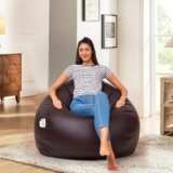 Amazon Brand – Solimo Premium Faux Leather Bean Bag Filled With Beans | Capacity: Upto 5.8 Ft Height, 85 Kg Weight | 2Xl | Brown