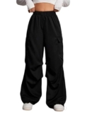 Super Light Weight Parachute Baggy Pants For Women With Cargo Pockets. Black