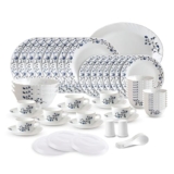 Cello Imperial Series Vinea Opalware Dinner Set | 65 Units | Opal Glass Dinnerware | Chip-Resistant, Scratch-Resistant, Microwave & Dishwasher Safe | Elegant Floral Pattern | White