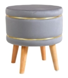 Smart Furniture Citypouffes Sitting Stool For Living Room, Puffy Wooden Ottoman Stools, Pouffe Footstool, Pouf For Office Home Decoration & Dressing Table, (Grey, Single Stool)