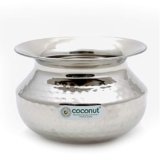 coconut Stainless Steel Hammered Dekshi – Cookware/Tableware/Kadai/Handi- Set of 1 -Dekshi(Size-9 -Capacity-750ml)