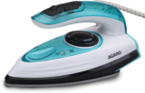 AGARO Primo Travel Steam Iron, Compact, Ceramic Coated Sole plate, Cotton,Wool, Poly, 1200 W Steam Iron(White & Blue)
