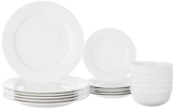 Amazon Brand – Solimo Ceramic Geometric Dinner Set( White ,18 Pieces )