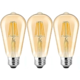 Vibunt Edison Tungsten Filament Antique Glass Light Bulbs Vintage Base E27 Bulb Yellow Light for Home Decoration, Living Room, Hall, Balcony, Restaurant Bar Lighting (pack of 3)