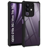 𝐒𝐡𝐢𝐚𝐫𝐚𝐦 Back Cover for iQOO Z10x 5G / Vivo T4X 5G | Matte Soft Silicone | Camera Bump Protection | Shockproof Flexible Rubberised Case (Transparent_Black)