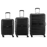Aristocrat Liberty Set of 3 (Cabin+Medium+Large) Trolley Bag, 58+68+78Cm | Combination Lock | 8 Wheels | 5 Years International Warranty | Jet Black