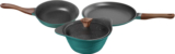 Preethi Artistic Die Cast Non Stick Set 27cm Tawa,24cm Fry Pan,Kadai 24cm With Glass Lid Non-Stick Coated Cookware Set(Aluminium, 3 – Piece)
