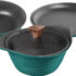 Preethi Artistic Die Cast Non Stick Set 27cm Tawa,24cm Fry Pan,Kadai 24cm With Glass Lid Non-Stick Coated Cookware Set(Aluminium, 3 – Piece)