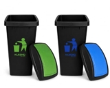 CELLO Plastic Swing-Lid Garbage Dustbin (48 Ltr, Green/Blue/Black)