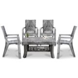 MAHARAJA Luxury Plastic Armchair & Table Set | Heavy-Duty & Sleek Design for Every Space (Silver, 4 Chair+1 Table)