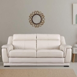 HomeTown Agata Half Leather Three Seater Sofa in Beige Color