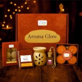 D’Velas™ Aroma Glow Gift Hamper | Ceramic Oil Burner with Wax Melts, Tealight Candles, Car Perfume, Scented Diyas | Premium Home & Office Gift Set | Decorative & Aromatic Combo