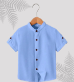Rutabo Boys Solid Casual Light Blue Shirt