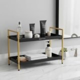 Amazon Basics 2-Tier Multipurpose Metal Countertop Organizer Rack – Kitchen, Bathroom & Dressing Table Storage Stand | Spice Rack, Cosmetic & Bathroom Organizer | 40.9L X 20W x 30H cm