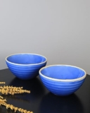 VOLA Organic Big Bowl Set of 2 Aesthetic Design Made with Ceramic (Porcelain) Premium Material Home & Office Use Kitchen & Dining Luxury Tableware Ideal for Gifting Crystal Blue