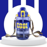 Attro Cool 1100Ml Gallon Bottle Stylish & Functional Comes With Filp Top Lid Easy To Carry Grip Handle & Detachable Belt,Hydration Tracker,Bpa Free Ideal-Gym,Sports,Outdoors- Navy Blue