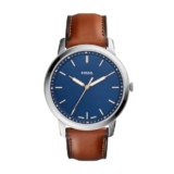 Fossil Men’S The Minimalist 3H Analog Blue Dial & Brown Band Leather Watch Fs5304