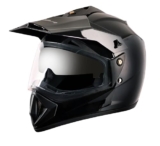 Vega Off Road ISI Certified Gloss Finish Full Face Dual Visor with Peak Helmet for Men and Women Outer Clear Visor and Inner Smoke Sun Visor(Black, Size:M)