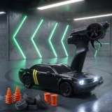 L.O.T CARS Shadow Remote Control Car | 20Kmph, 2.4Ghz | Rc Drifting Car, Rc Car 4×4, Drift Car Remote Control Range Upto 100m, Race-Ready Build ABS Plastic Body, Multi-Mode LED Lights (Tarmac Black)