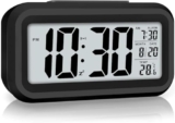 Aerys Digital Alarm Clock With Automatic Sensor, Date And Temperature Display, Table Clock For Students, Home, Office, Corporate Use (Black Digital)