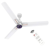 POLYCAB Wizzy Neo LED 1200mm 5-Star BLDC, Remote Ceiling fan for Living Room | 8 Purple LED Speed Indicator | 55% Energy Saving, High Air Delivery, 25 Speed Control | 4-yr Warranty【White Rose Gold】