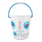 Nayasa Boon Bucket Bucket No. 18-16 Ltrs, Pack Of 2, Floral Print Plastic Bathroom Set, Ideal For Home & Office, Medium, Blue