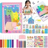 SUPER TOY Rainbow Scratch Art Squeeze Dot Painting Kit for Kids, Rainbow Scratch Magic Paper DIY Postcard Activity Set, Magic Dot Scratch Painting Gifts for Girls and Boys