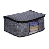 Jeyang Non Woven Saree Cover And Cloth Organizer With Transparent Window For Wardrobe Storage For Towels, Bedsheets, Clothes, Sarees And Lehenga ((Black Dot), Pack Of 1)
