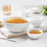 Larah By Borosil Plainware Orbit Series Opalware 7 Pcs Pudding Set | Microwave & Dishwasher Safe | Bone-Ash Free | Crockery Set For Dining & Gifting | Bowls Set | White