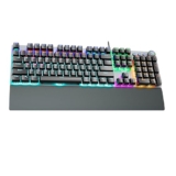 Aula F2058 Mechanical Gaming Keyboard | Clicky Blue Switches, Led Rainbow Backlit, Removable Wrist Rest, Cool Square Keycaps | Full Size Usb Wired Keyboard For Windows|Mac|Pc (Black F2058)