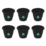 TrustBasket UV Treated Plastic Round Pot (8 Inches) -Black Color -Set of 6 | Heavy Duty Highly Durable Plant containerGamla for Indoor Home Decor & Outdoor Balcony Garden