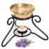 Pure Source India Metal Stand and Brass Bowl Camphor Burner/Aroma Lamp/Dhoop Burner/Aroma Burner Square (4.75Inch) (Gold and Gliter Finsh)