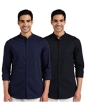 Amazon Brand – Symbol Men’s Regular Fit Full Sleeve Cotton Casual Shirt (Combo Pack of 2) (AW-SY-MCS-1153_Black_Navy_medium)