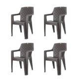 Cello Squid Chair Set of 4, Matte Brown | Unbreakable, Durable & Strong | Blended PP Material, Easy to Clean | Plastic Chair for Living Room, Home & Office | 3 Years Warranty – Manufacturing Defects
