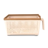 Nayasa Plastic Frill Basket | 6 Litre | Rectangular Shape | Veg Baskets for Storage in Kitchen | Food Basket for Kitchen | Peach