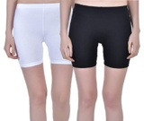 Aimly Women Cotton Gym Shorts Pack of 2 White Black