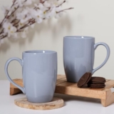 Zynkraft Ceramic Coffee Mugs Milk Mug Large Tea Cups Metallic Grey | Durable Ceramic Coffee Tea Mugs for Home Kitchen Office & Gifting – Set of 2 – 340 ml